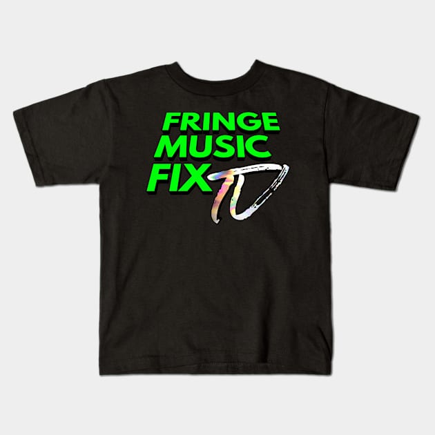 FRINGE MUSIC FIX Logo (Green x Black Shadow Variant) Kids T-Shirt by Sudburied